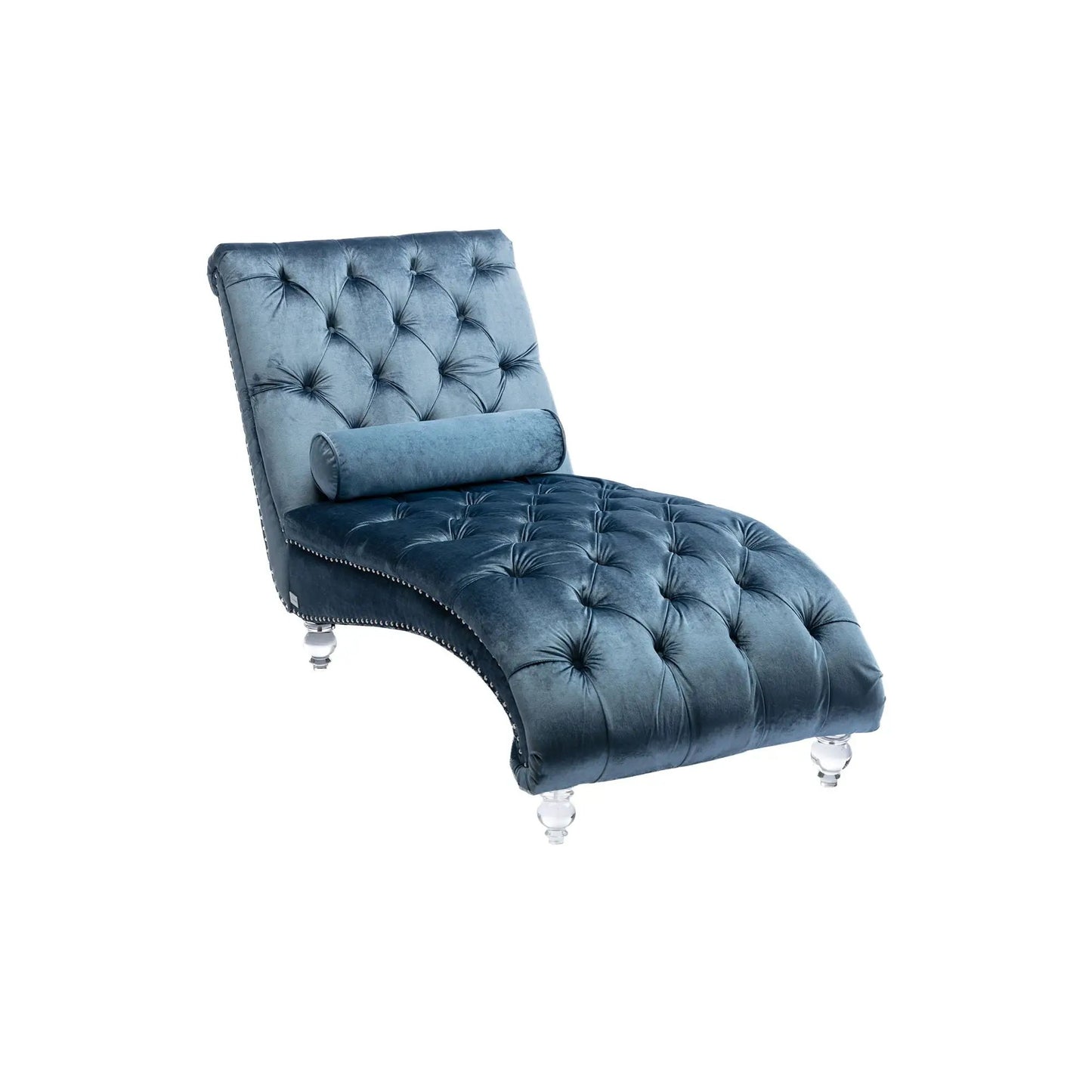 Indoor Chaise Lounge With Button Tufted Pillow