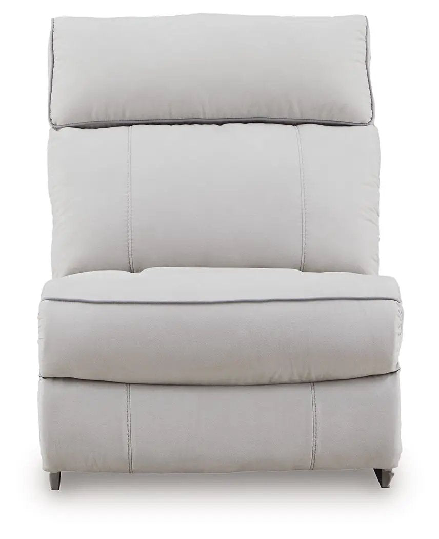 Social Pointe reclining sectional in light gray fabric with padded back Unique Piece Furniture on Tampa Home & Garden Store