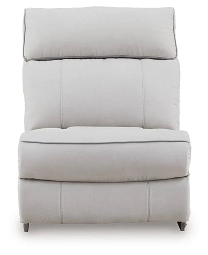 Social Pointe reclining sectional in light gray fabric with padded back Unique Piece Furniture on Tampa Home & Garden Store