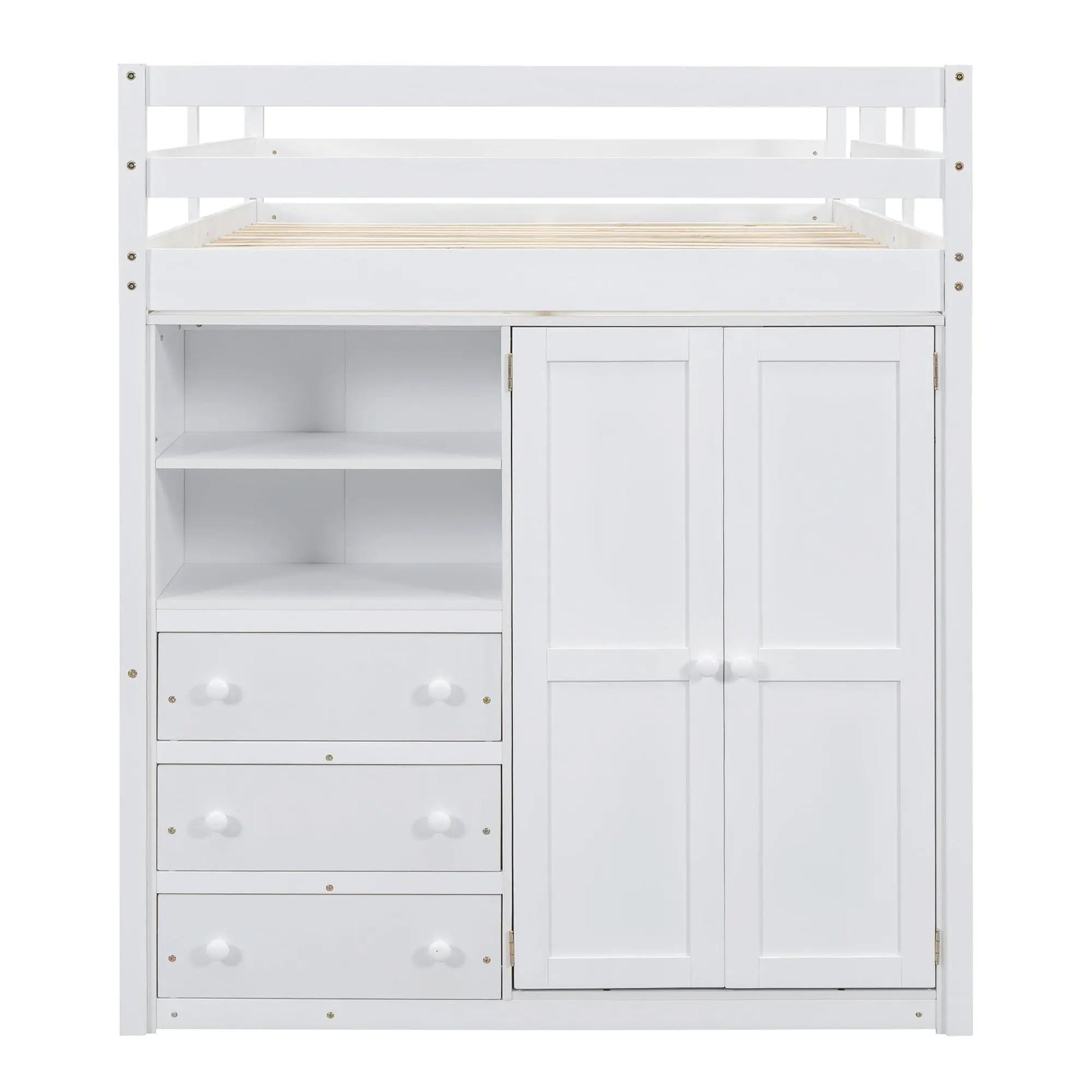 Loft bed with built-in wardrobe and drawers in white by Unique Piece Furniture on Tampa Home & Garden Store
