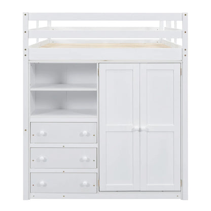 Loft bed with built-in wardrobe and drawers in white by Unique Piece Furniture on Tampa Home & Garden Store
