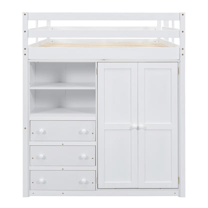 Loft bed with built-in wardrobe, shelves and drawers in white finish by HouseOfZazla on Tampa Home & Garden Store
