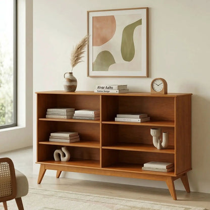 Draper Handcrafted Low Bookcase in Solid Wood