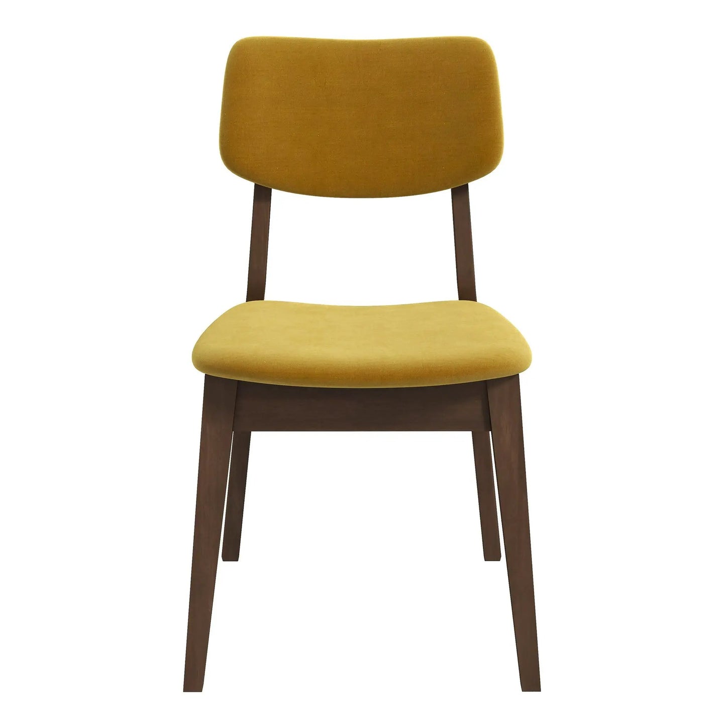 Carlos solid-back chairs set of 2 with mustard fabric and dark wood legs on Tampa Home & Garden Store