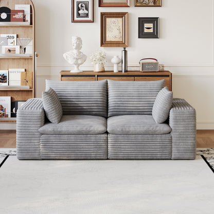 Modular Cloud Sofa In Corduroy Fabric And Cushions