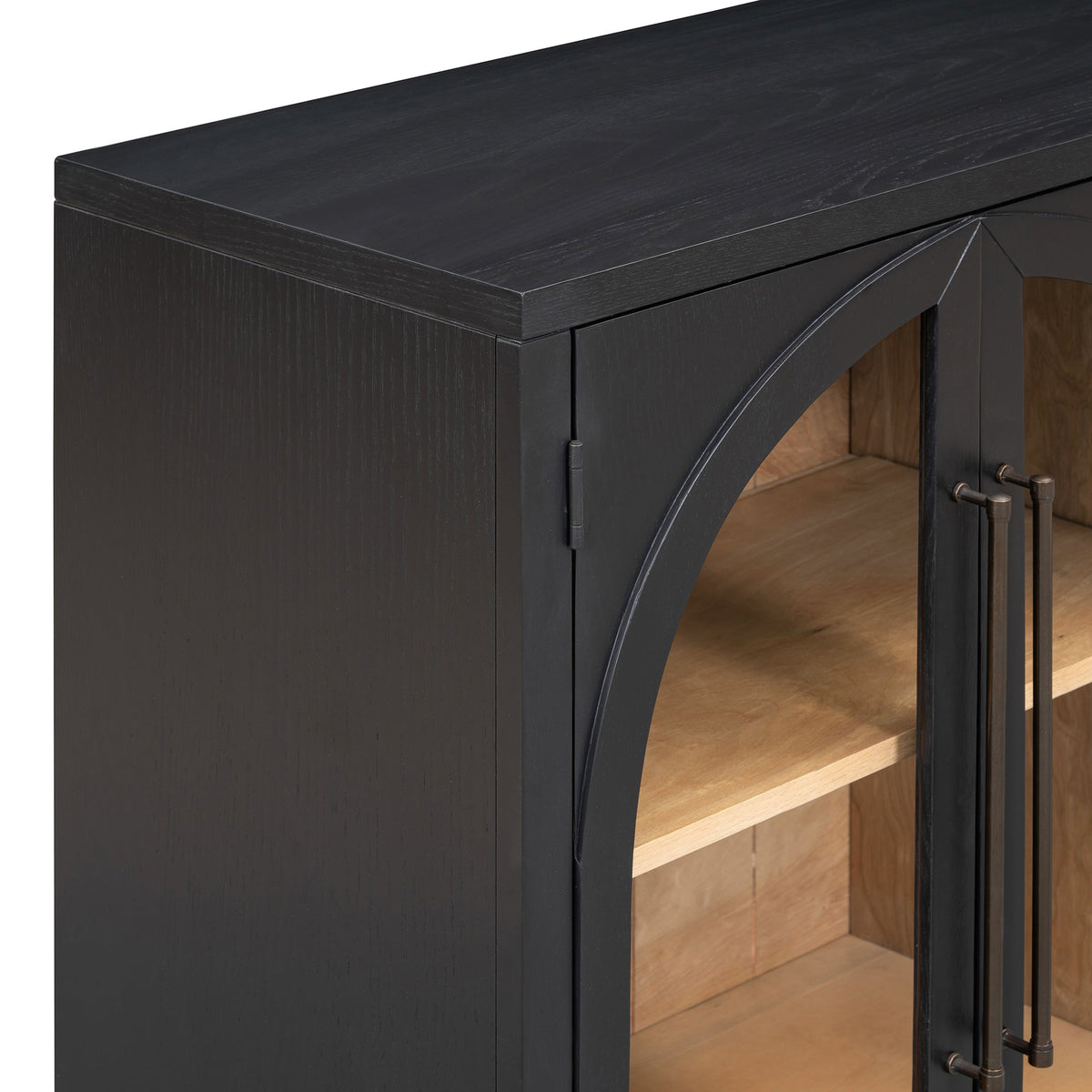 4-Door Large Storage Sideboard Buffet Cabinet with glass arched doors Black HouseOfZazla on Tampa Home & Garden Store