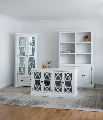 French Country Acacia bookcase set in white with glass-front doors, 3-piece by HouseOfZazla on Tampa Home & Garden Store