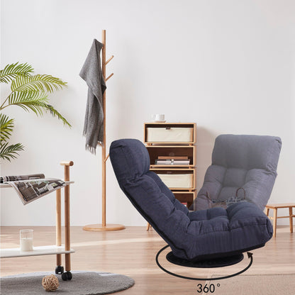 Reclining floor chair by HouseOfZazla with metal frame in navy fabric on Tampa Home & Garden Store