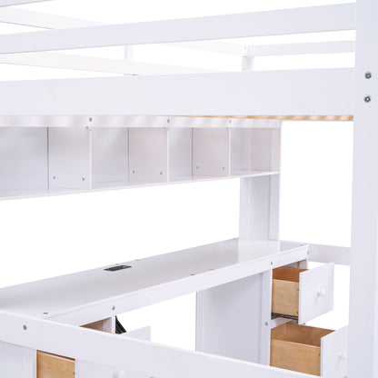 White loft bed with desk and built-in storage drawers and cabinets HouseOfZazla on Tampa Home & Garden Store