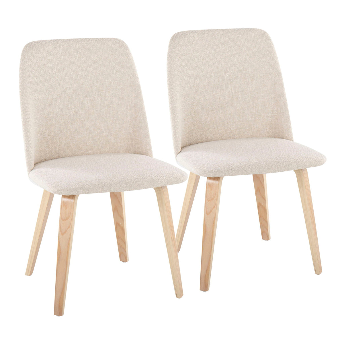 Contemporary dining chair set padded beige seats with light wood legs 2 chairs HouseOfZazla on Tampa Home & Garden Store
