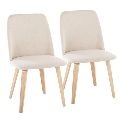 Contemporary dining chair set padded beige seats with light wood legs 2 chairs HouseOfZazla on Tampa Home & Garden Store