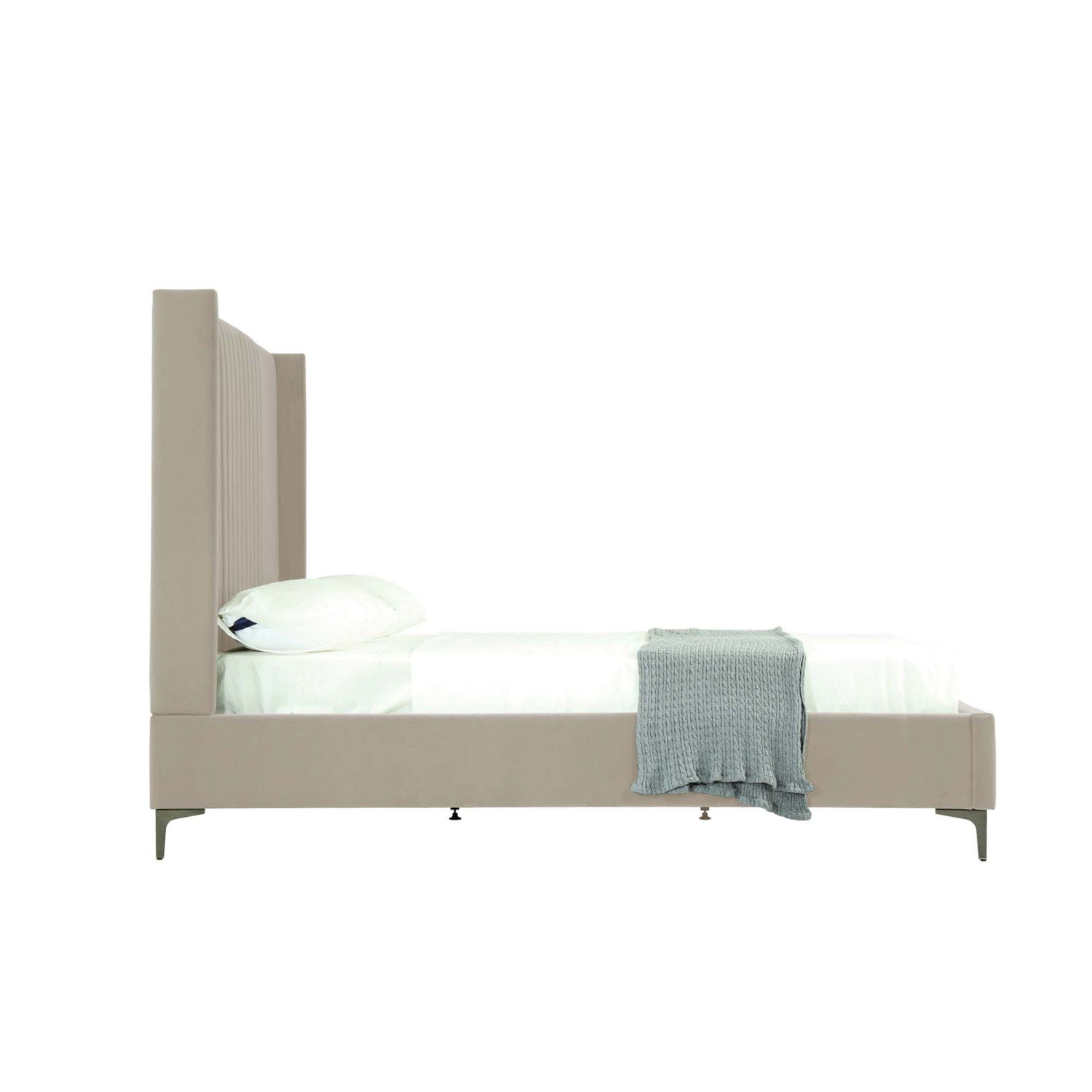Promenade upholstered bed with beige headboard and slatted base by HouseOfZazla on Tampa Home & Garden Store