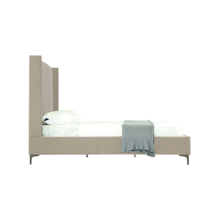 Promenade upholstered bed with beige headboard and slatted base by HouseOfZazla on Tampa Home & Garden Store