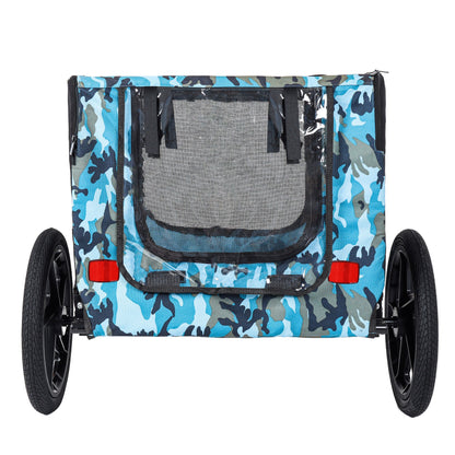 Outdoor Pet Bike Trailer in blue camouflage with 16-inch wheels by HouseOfZazla on Tampa Home & Garden Store