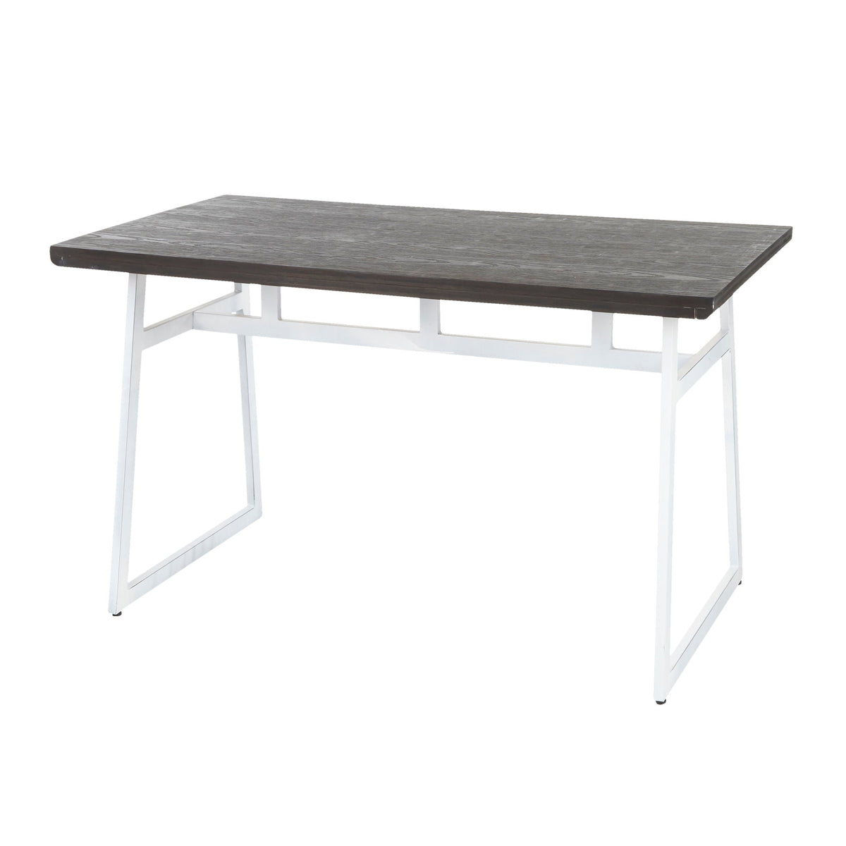 Industrial dining table with espresso wood top and white geometric metal frame HouseOfZazla on Tampa Home & Garden Store