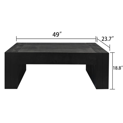 Black minimalist rectangular coffee table with solid wood construction by HouseOfZazla on Tampa Home & Garden Store