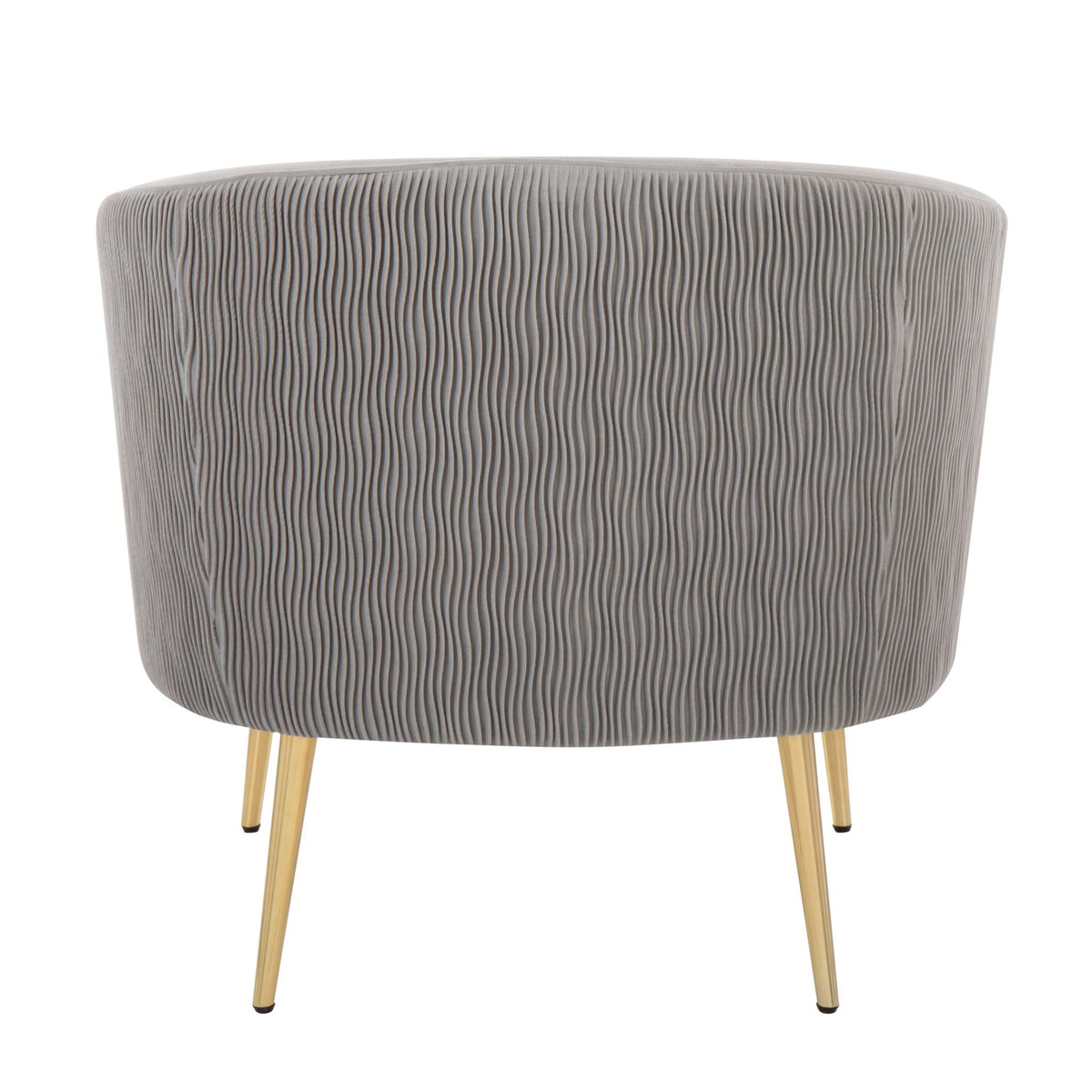 Contemporary glam accent chair with vertical pleated gray upholstery and gold legs on Tampa Home & Garden Store