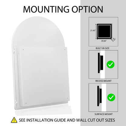 Arched Recessed Medicine Cabinet with Mirror