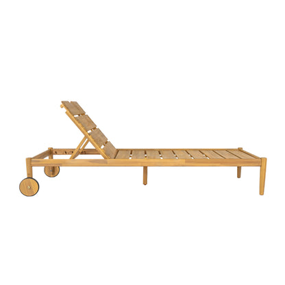 Riviera outdoor chaise lounges with wheels, acacia wood frame, set of 2 on Tampa Home & Garden Store
