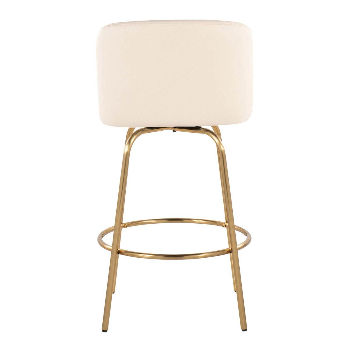 Toriano contemporary beige upholstered counter stool with swivel and gold metal base on Tampa Home & Garden Store