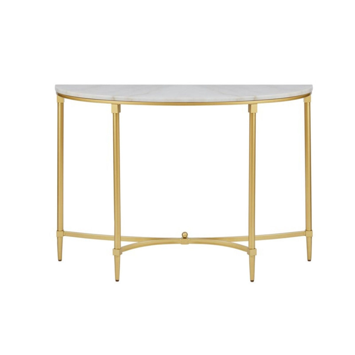 White marble console table with gold legs and curved frame by HouseOfZazla Bordeaux on Tampa Home & Garden Store