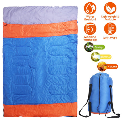 GemGear 3-person sleeping bag in blue orange purple; lightweight, water-resistant with carry sack on Tampa Home & Garden Store