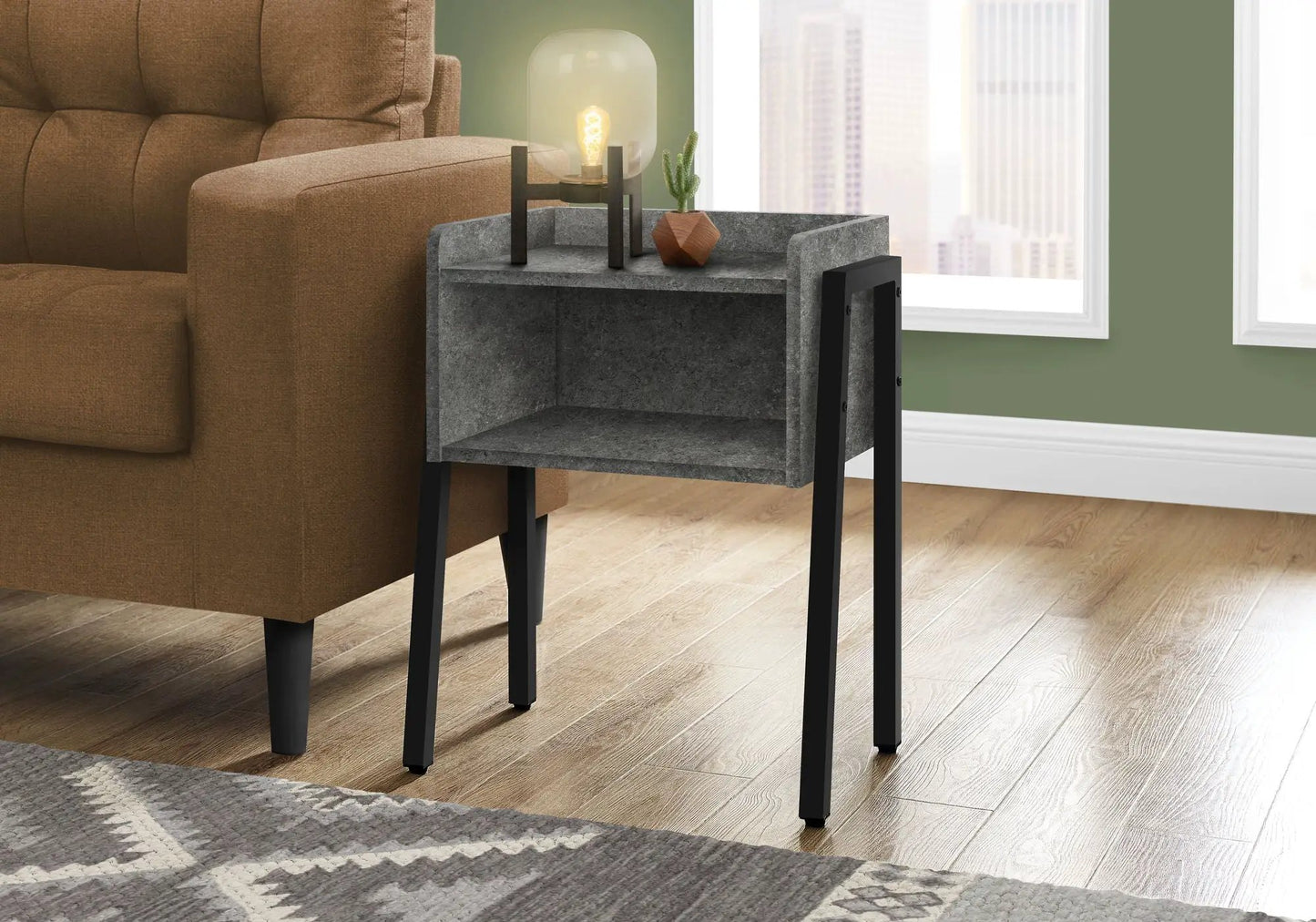 Accent Side Table, Reclaimed Wood Look, 2-Tier