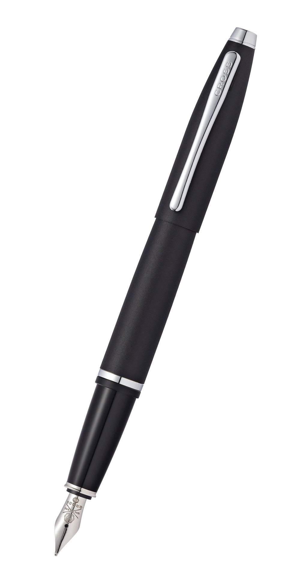 Calais Matte Black fountain pen by Cross, medium nib, silver clip, black resin body on Tampa Home & Garden Store