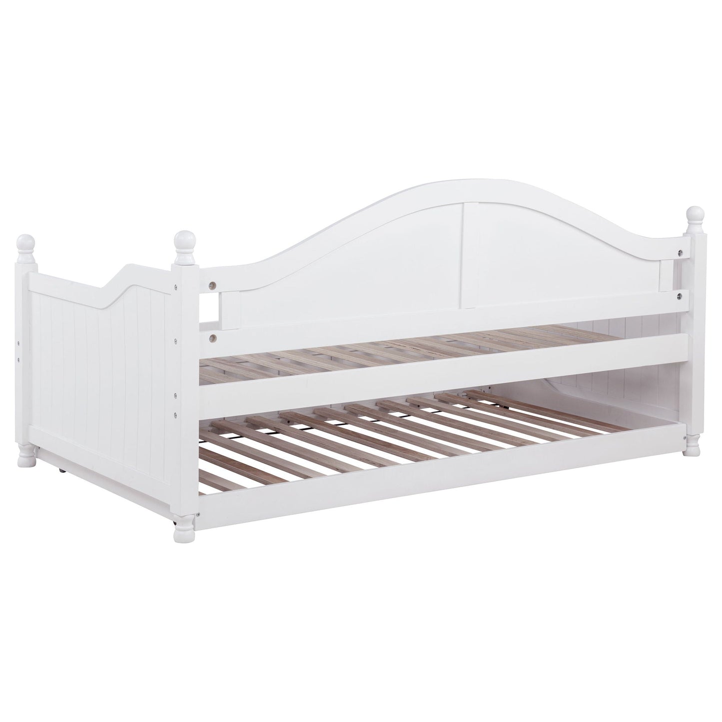 Twin Daybed With Trundle Storage Bed white by HouseOfZazla, curved panel headboard on Tampa Home & Garden Store