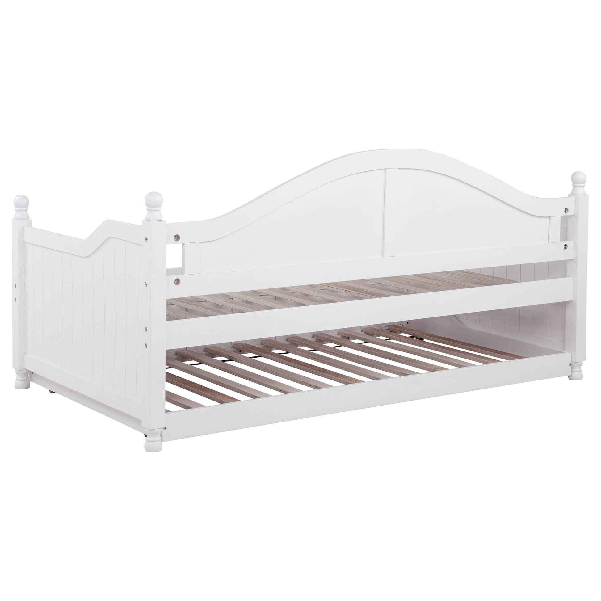Twin Daybed With Trundle Storage Bed white by HouseOfZazla, curved panel headboard on Tampa Home & Garden Store