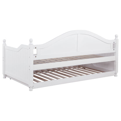 Twin Daybed With Trundle Storage Bed white by HouseOfZazla, curved panel headboard on Tampa Home & Garden Store
