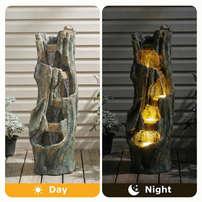 Waterfall Fountain by HouseOfZazla, rugged rock planter with cascading water for outdoors on Tampa Home & Garden Store