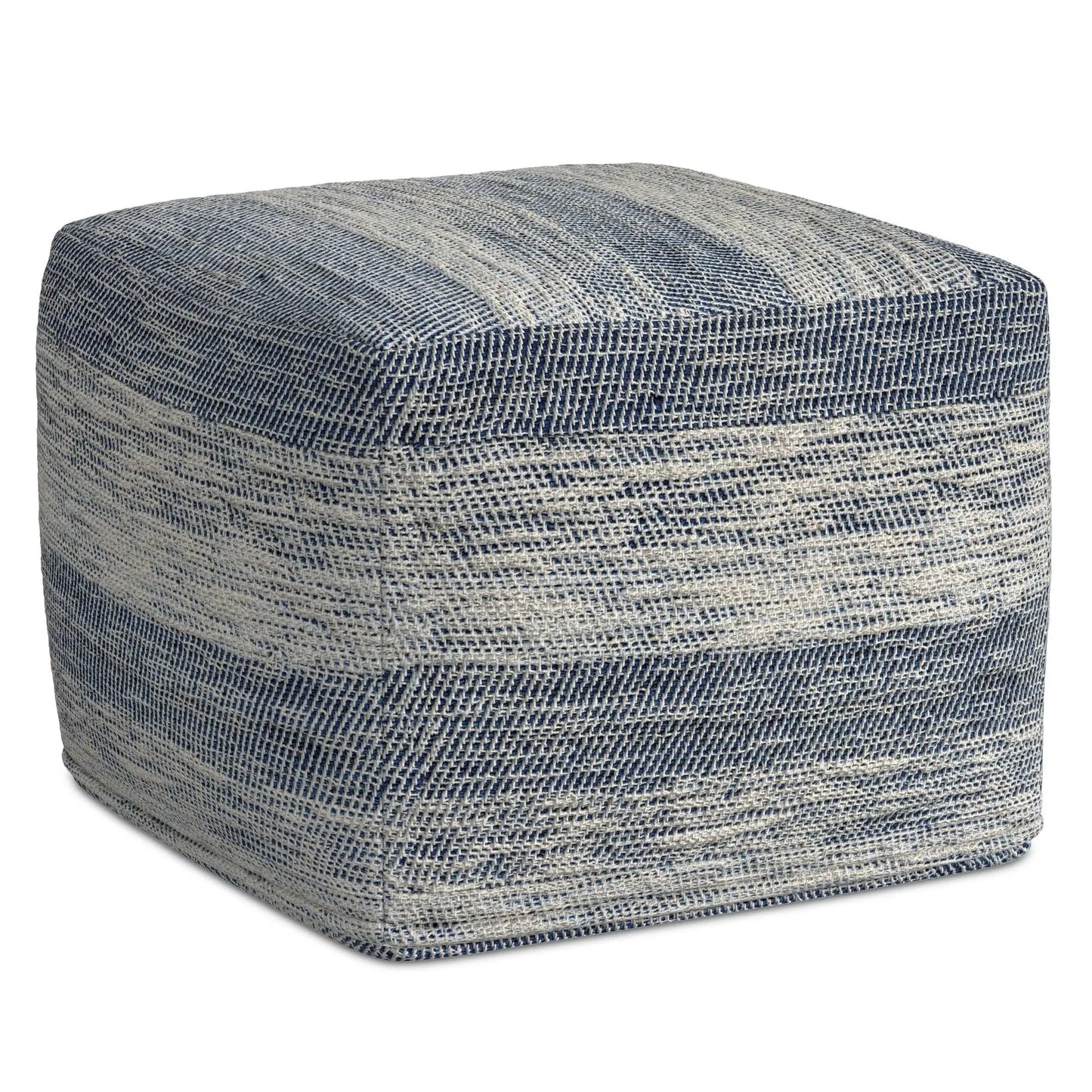 Clay Square Upholstered Pouf in blue-gray woven fabric by Unique Piece Furniture on Tampa Home & Garden Store