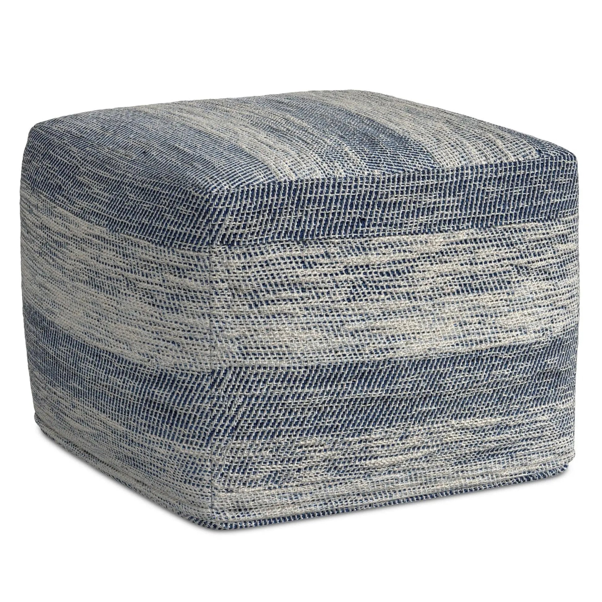 Clay Square Upholstered Pouf in blue-gray woven fabric by Unique Piece Furniture on Tampa Home & Garden Store
