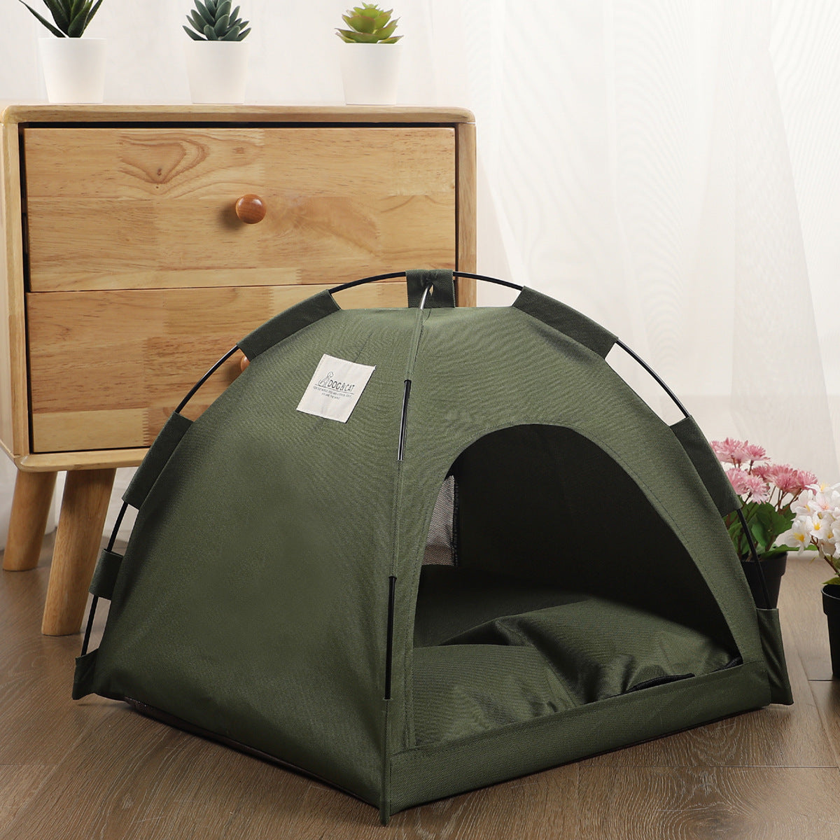 Pet tent with arched doorway and cushion for indoor cats and small dogs on Tampa Home & Garden Store