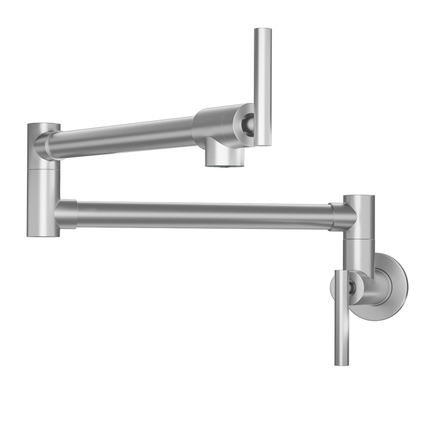 Wall-mount pot filler faucet brushed nickel folding extendable arm 2 handles HouseOfZazla on Tampa Home & Garden Store