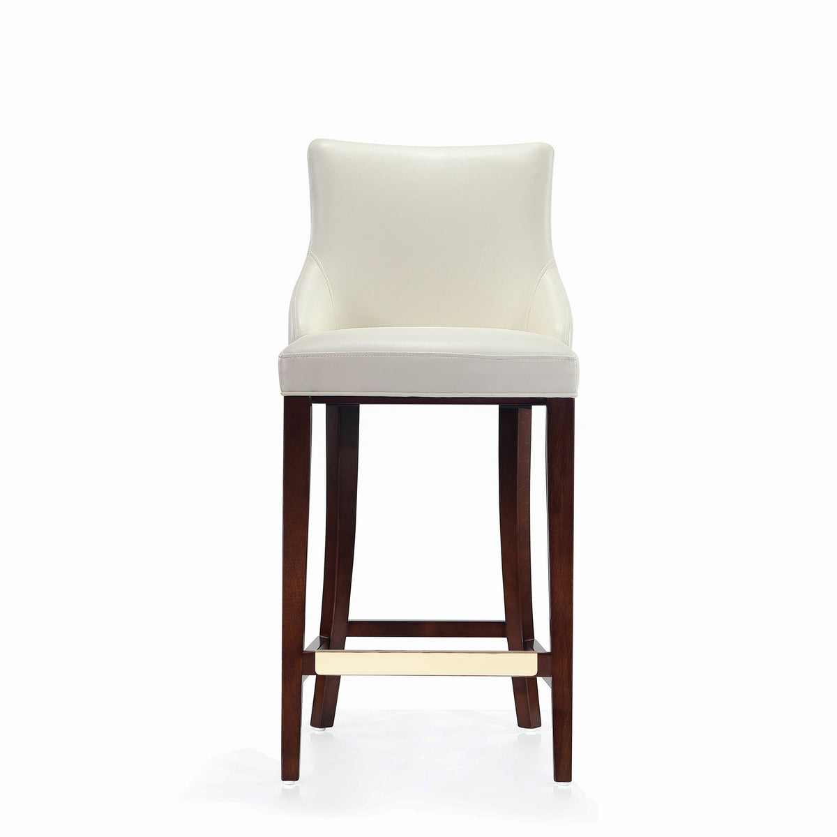 Bar height barstool with backrest in ivory leatherette by HouseOfZazla, dark wood legs on Tampa Home & Garden Store
