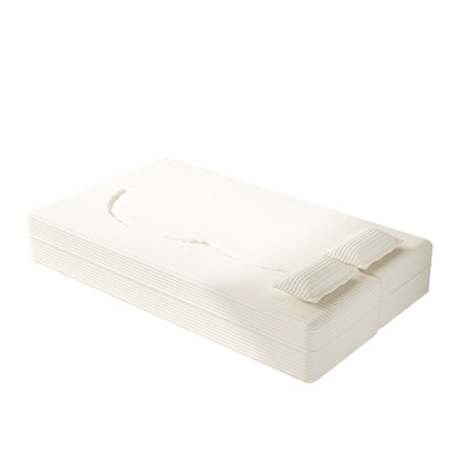 Floor sofa with 2 pillows in white ribbed fabric, convertible twin-size mattress by HouseOfZazla on Tampa Home & Garden Store