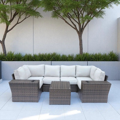 Outdoor Wicker Sectional with Weather Cushions