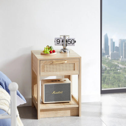 Rattan End Table With Drawer and Nightstand