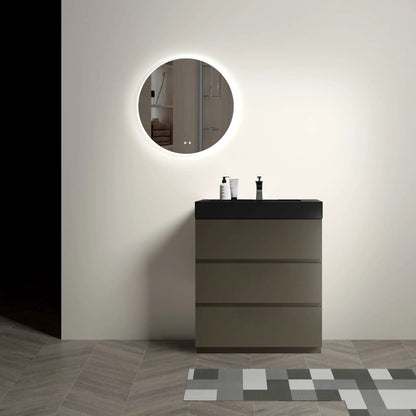 Alice vanity with sink, freestanding two-tone cabinet with black top Unique Piece Furniture on Tampa Home & Garden Store
