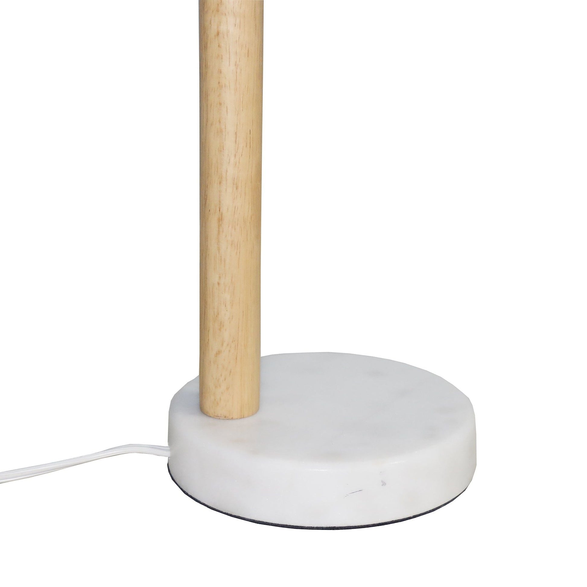 Bedside lamp with white globe shade and wooden column on marble base on Tampa Home & Garden Store
