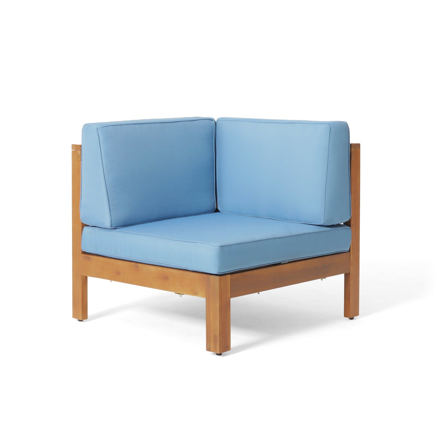 Brava X-Back 4-Piece Sofa Set blue cushions outdoor furniture by HouseOfZazla with wooden frame on Tampa Home & Garden Store