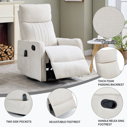 Beige heat massage manual recliner chair by HouseOfZazla with rocker and swivel, remote pocket on Tampa Home & Garden Store