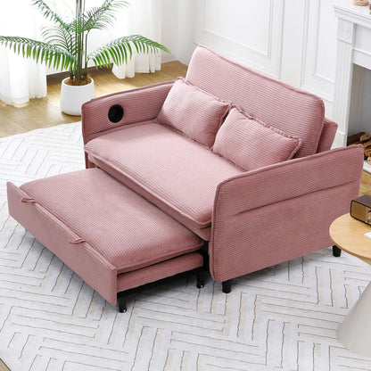 Modern Fabric Sofa Bed pink fabric with adjustable armrests and backrests on Tampa Home & Garden Store