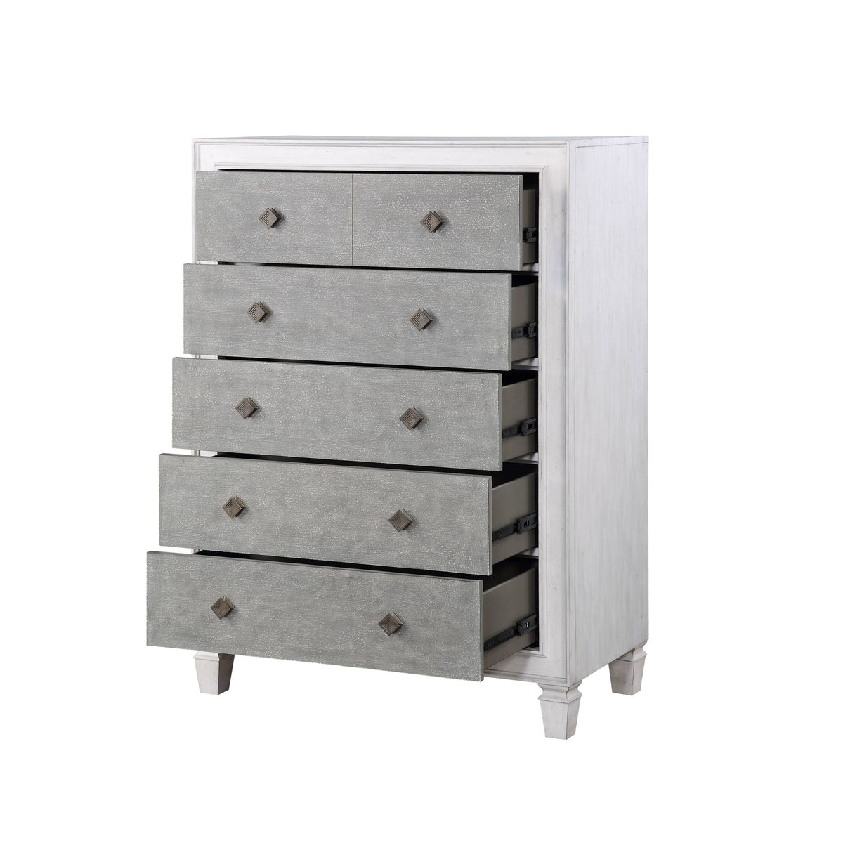 Katia Weathered Chest white accent chest with smooth-drawer operation, HouseOfZazla on Tampa Home & Garden Store