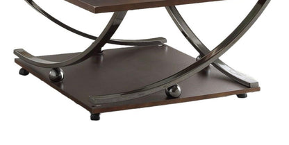 Isiah coffee table by HouseOfZazla with dark wood base and curved metal legs, elegance on Tampa Home & Garden Store