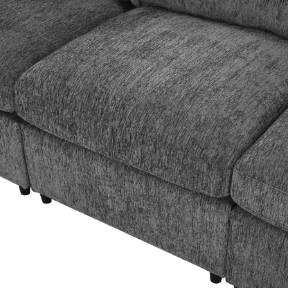 HouseOfZazla U-Style 130.3 inch modular sectional sofa 4-seater in charcoal gray fabric on Tampa Home & Garden Store