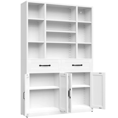 Industrial Tall Bookcase with Adjustable Shelves
