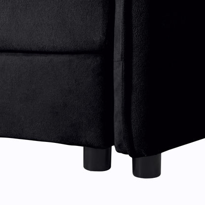 Modular sectional sofa with deep seats in black textured fabric and ottoman, HouseOfZazla on Tampa Home & Garden Store